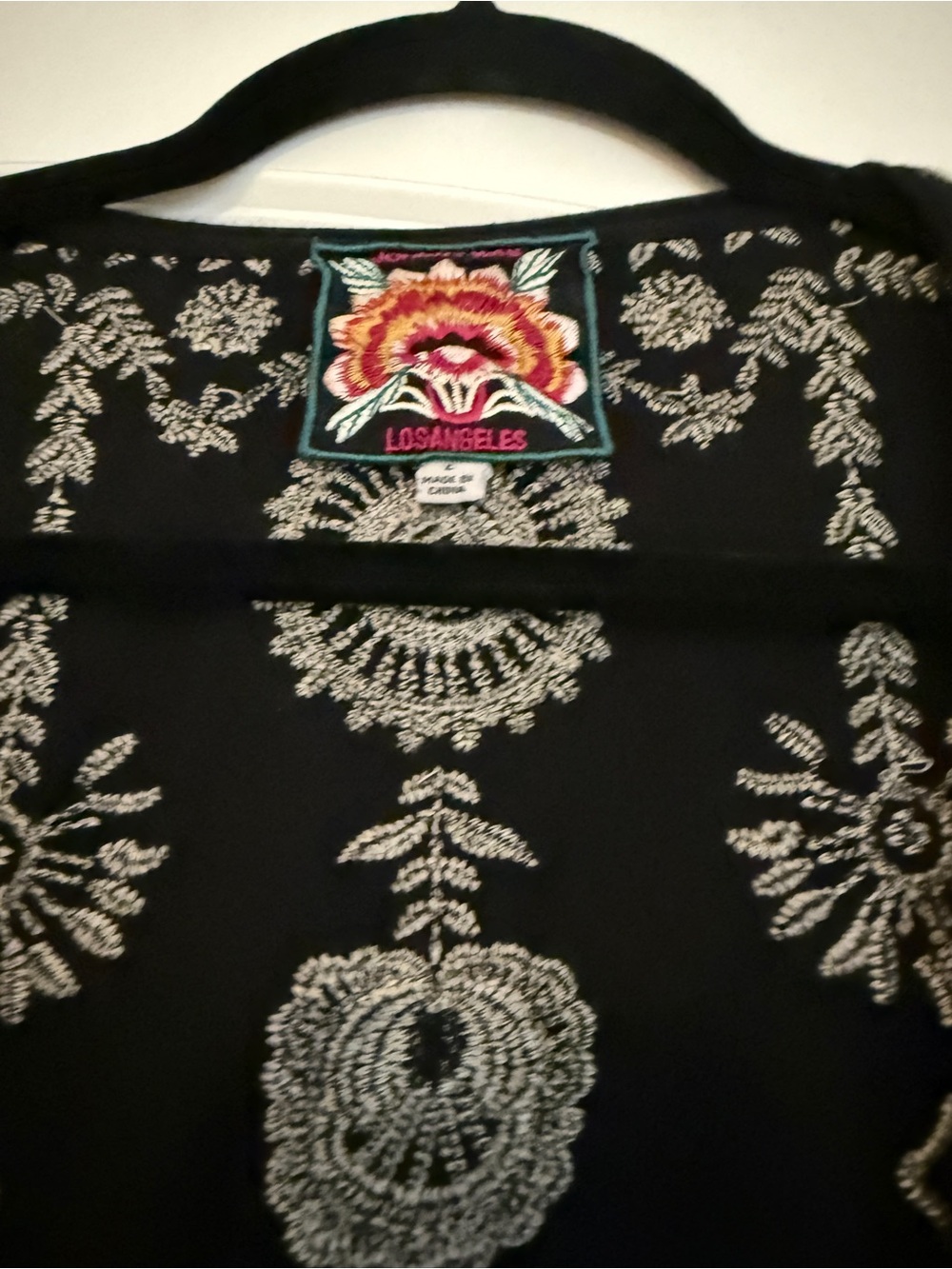 Johnny Was Women’s Makana Embroidered V-Neck Black Women's Top - Picture 4 of 9